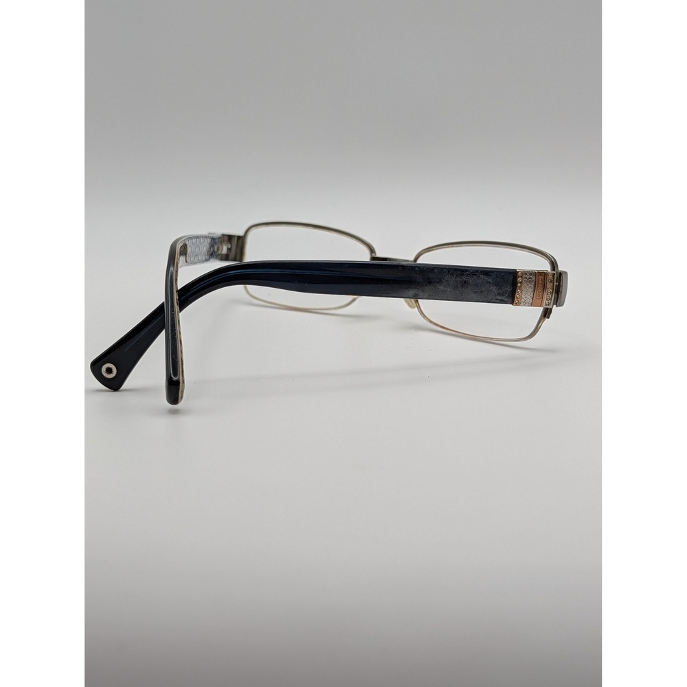Coach HB 5027B Gunmetal Rectangular Eyeglasses Frames Crystal Logo Temples